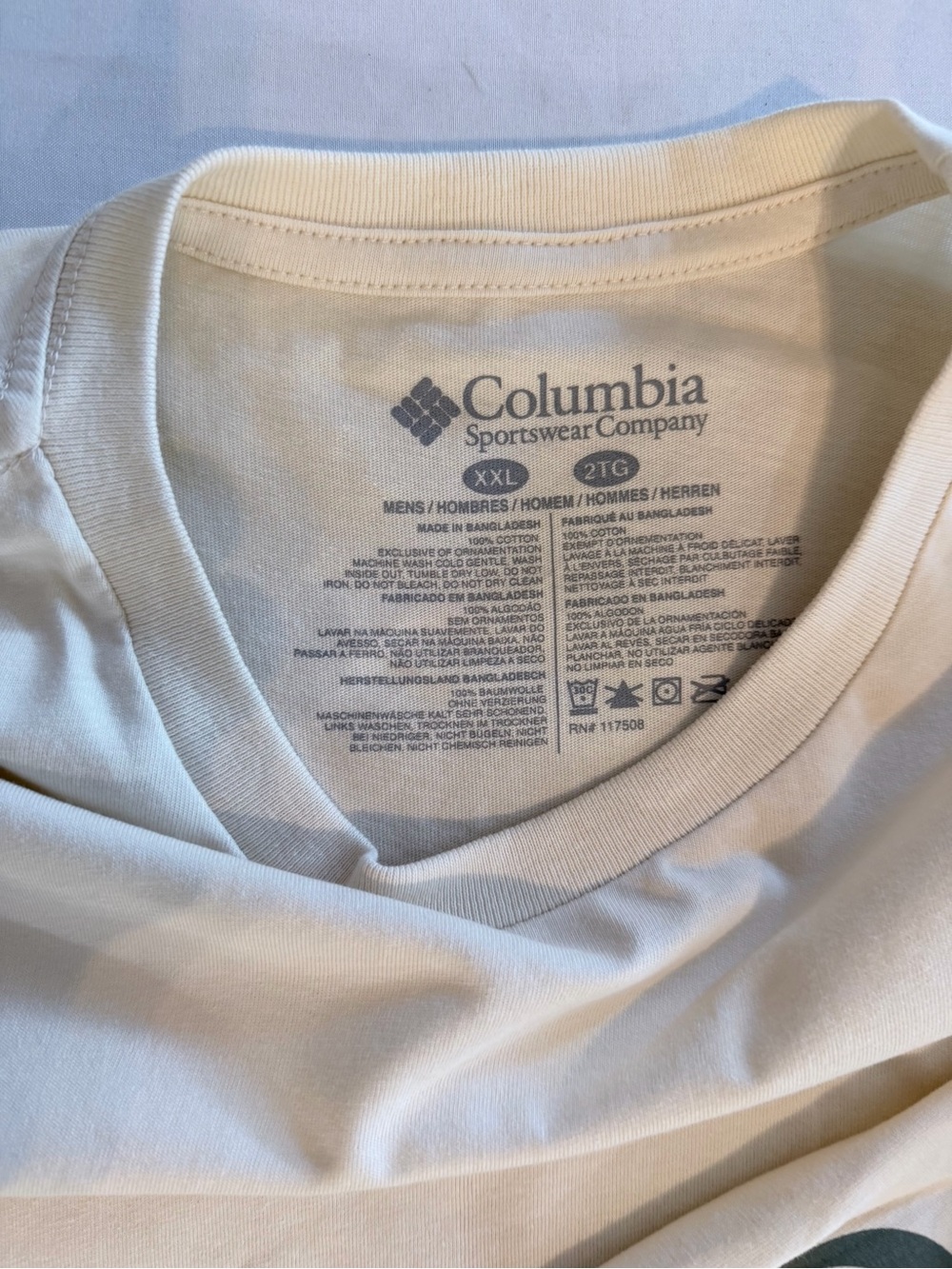 Columbia Men's 2XLT Beige Crew Neck Long Sleeve Cotton Knit Logo T-Shirt - Picture 5 of 6
